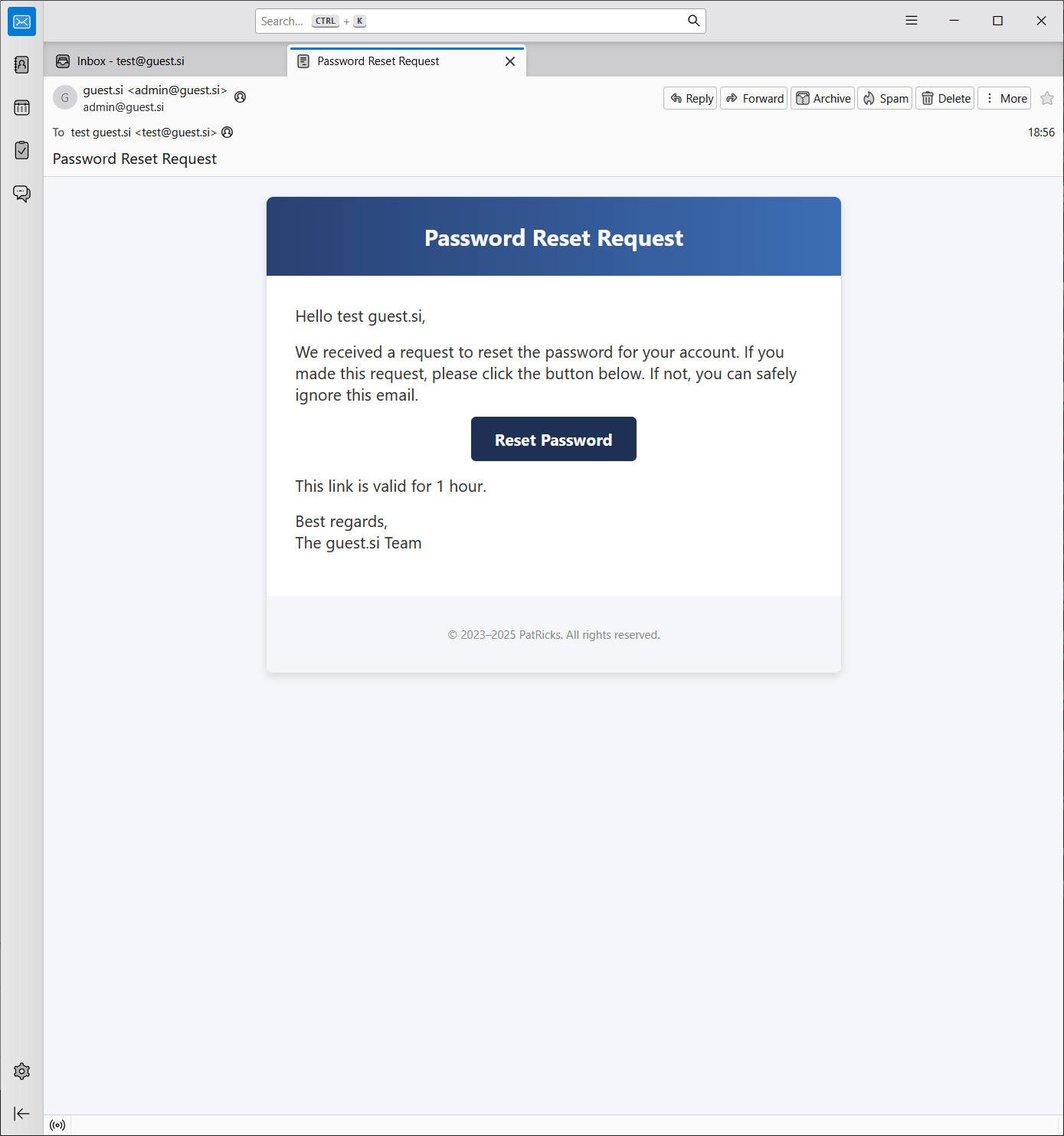 Password Reset Email